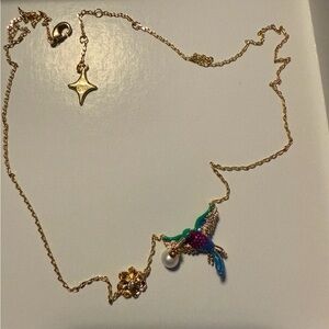 Hummingbird Necklace 6mm Freshwater Pearls.